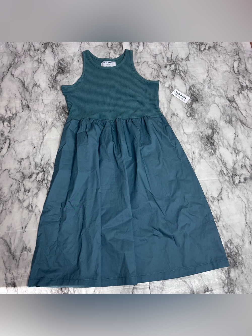 Old Navy Girls Teal green Sleeveless Ribbed Top Midi Dress size 10 NWT NEW